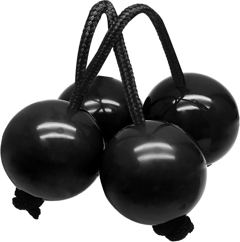Jersvimc 2 Pair Aslatua Shakers Kashaka Shaker Instrument, African Rhythmic Ball Hand Percussion Musical Black Shaker Balls for Adults - Image 2